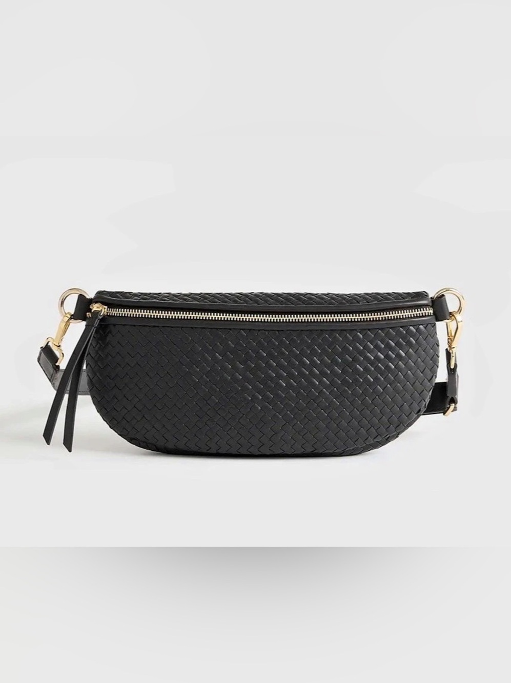 Quince. Black Woven Crossbody Bag